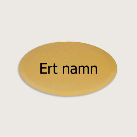 Namnskylt guld aluminium oval 59 x 34 mm jcgt5236
